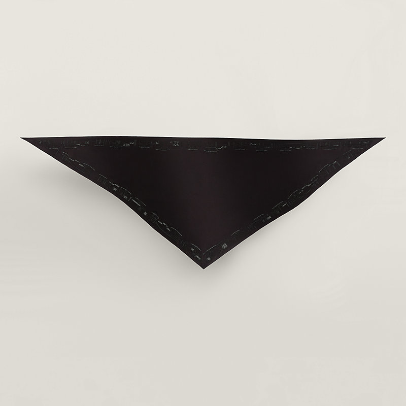 Complication Equestre embroidered triangle scarf - Black | Hermès USA